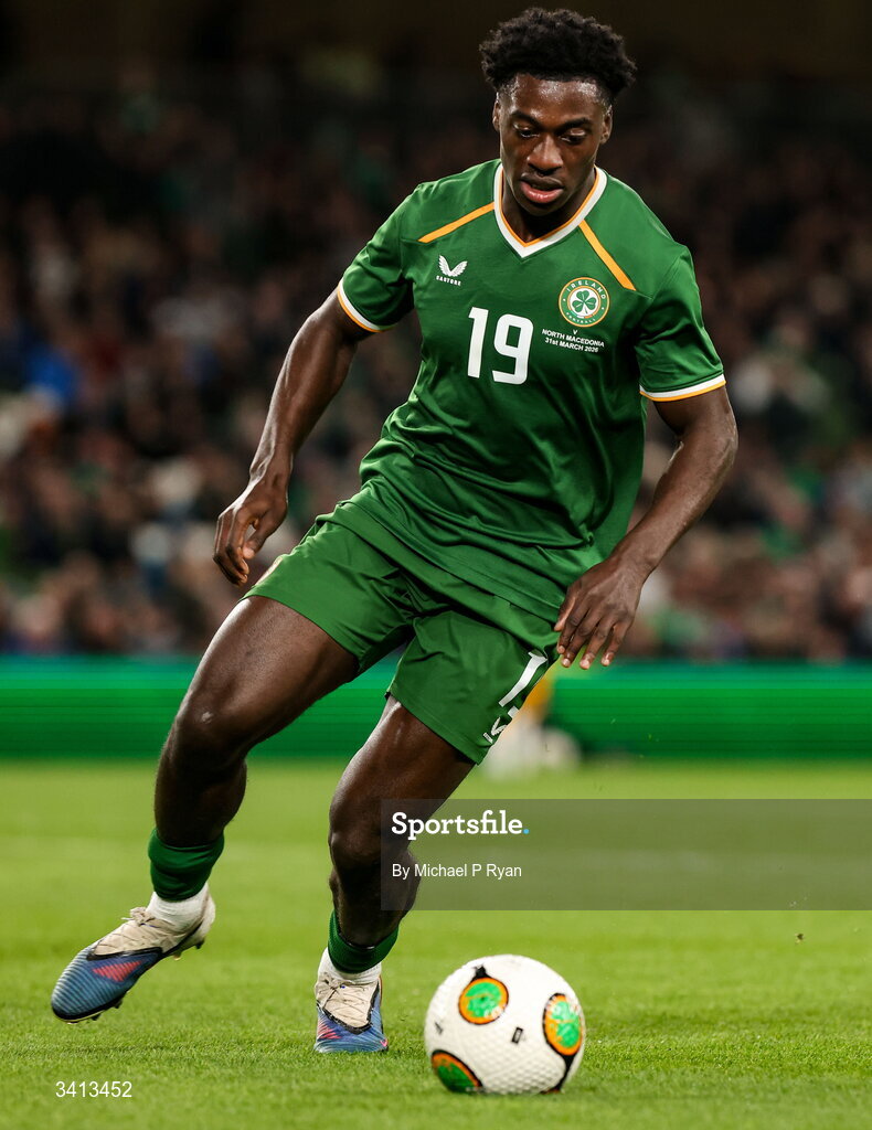 31 March 2026; James Abankwah during the international friendly match between Republic of Ireland and North Macedonia at Aviva Stadium in Dublin. Photo by Michael P Ryan/Sportsfile