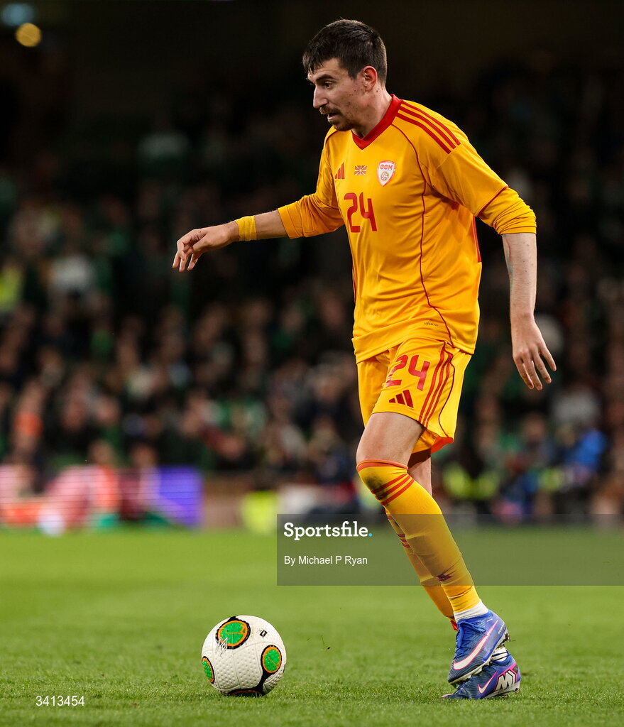 31 March 2026; Ljupche Doriev of North Macedonia during the international friendly match between Republic of Ireland and North Macedonia at Aviva Stadium in Dublin. Photo by Michael P Ryan/Sportsfile