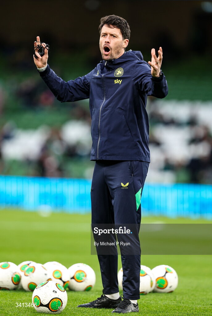 31 March 2026; Republic of Ireland assistant coach Paddy McCarthy before the international friendly match between Republic of Ireland and North Macedonia at Aviva Stadium in Dublin. Photo by Michael P Ryan/Sportsfile