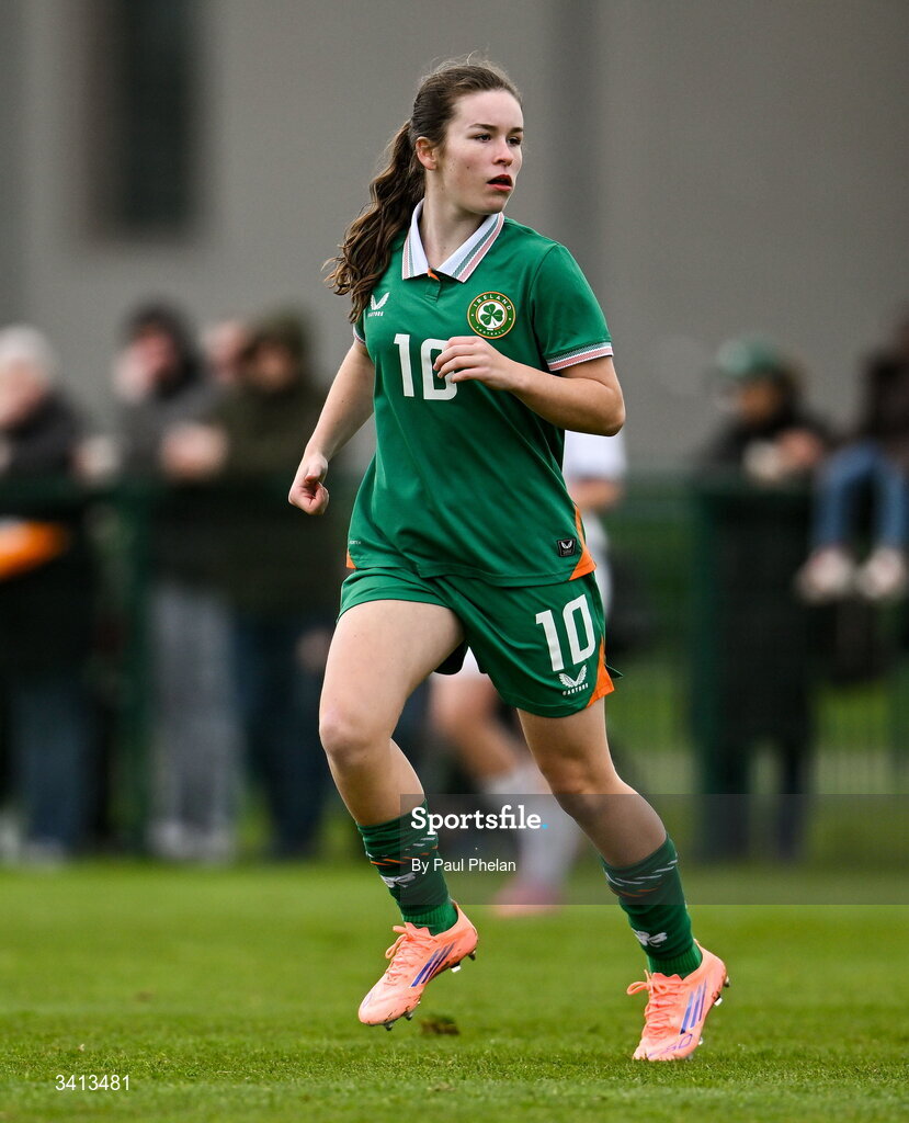 31 March 2026; Maisie Healy of Republic of Ireland during the Girls U16 international friendly match between Repubic of Ireland and Switzerland at the FAI National Training Centre in Abbotstown, Dublin. Photo by Paul Phelan/Sportsfile