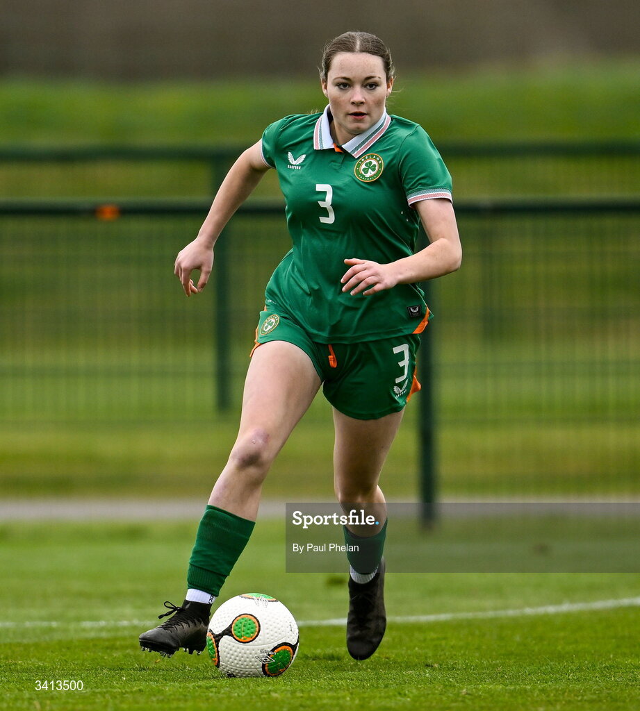 31 March 2026; Keelin Donnelly Meehan of Republic of Ireland during the Girls U16 international friendly match between Repubic of Ireland and Switzerland at the FAI National Training Centre in Abbotstown, Dublin. Photo by Paul Phelan/Sportsfile