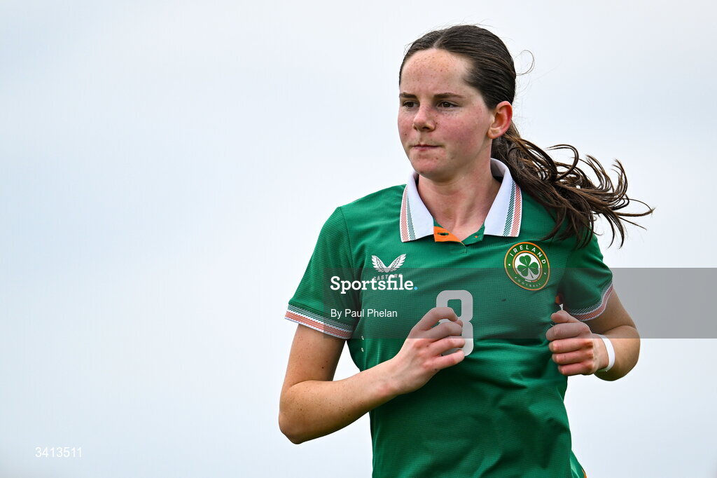 31 March 2026; Ellen Goggin of Republic of Ireland during the Girls U16 international friendly match between Repubic of Ireland and Switzerland at the FAI National Training Centre in Abbotstown, Dublin. Photo by Paul Phelan/Sportsfile