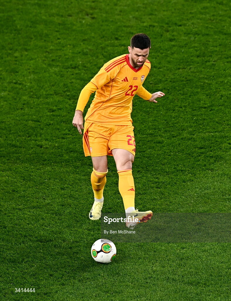31 March 2026; Isnik Alimi of North Macedonia during the international friendly match between Republic of Ireland and North Macedonia at Aviva Stadium in Dublin. Photo by Ben McShane/Sportsfile