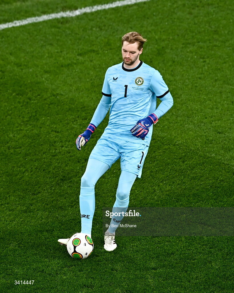 31 March 2026; Republic of Ireland goalkeeper Caoimhin Kelleher during the international friendly match between Republic of Ireland and North Macedonia at Aviva Stadium in Dublin. Photo by Ben McShane/Sportsfile