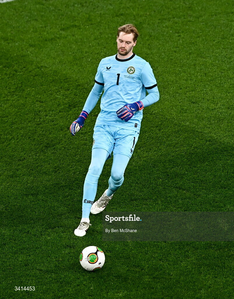 31 March 2026; Republic of Ireland goalkeeper Caoimhin Kelleher during the international friendly match between Republic of Ireland and North Macedonia at Aviva Stadium in Dublin. Photo by Ben McShane/Sportsfile
