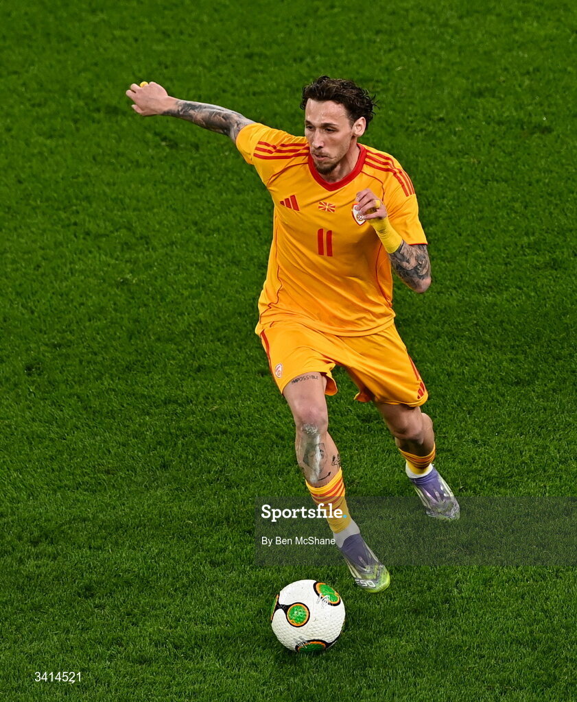 31 March 2026; Darko Churlinov of North Macedonia during the international friendly match between Republic of Ireland and North Macedonia at Aviva Stadium in Dublin. Photo by Ben McShane/Sportsfile