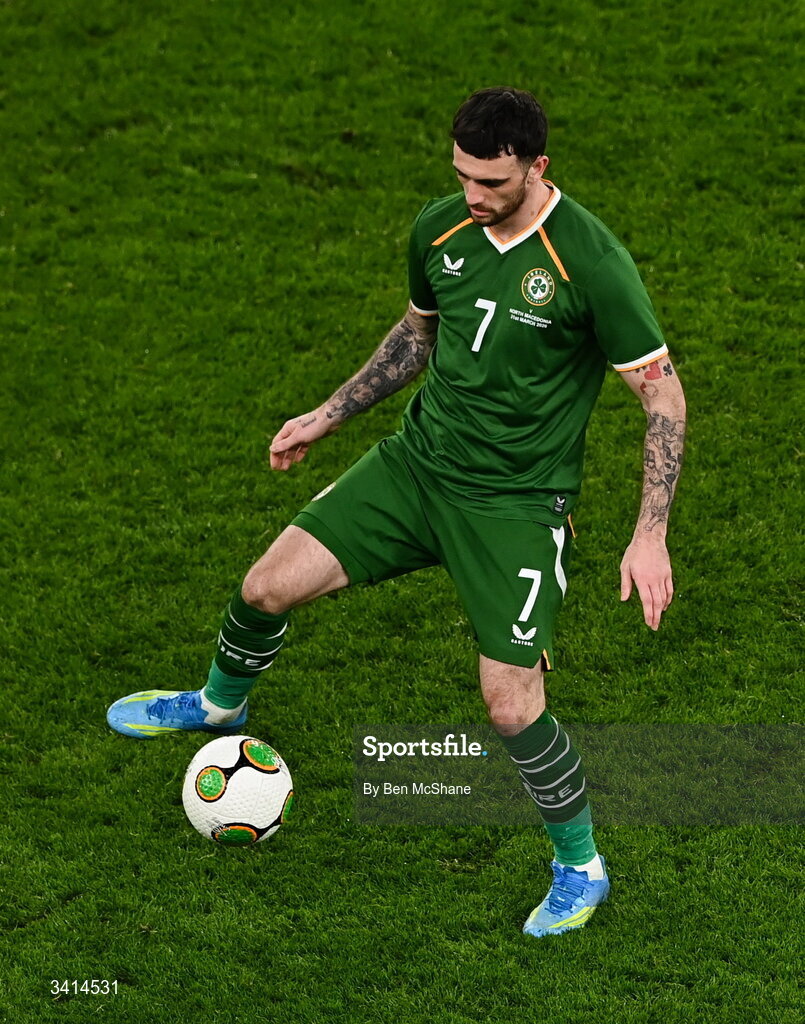 31 March 2026; Troy Parrott of Republic of Ireland during the international friendly match between Republic of Ireland and North Macedonia at Aviva Stadium in Dublin. Photo by Ben McShane/Sportsfile