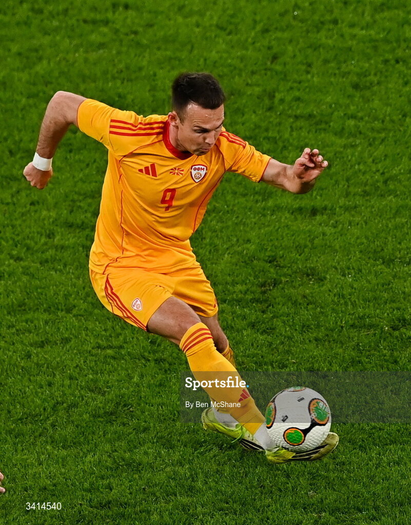 31 March 2026; Daniel Musovski of North Macedonia during the international friendly match between Republic of Ireland and North Macedonia at Aviva Stadium in Dublin. Photo by Ben McShane/Sportsfile