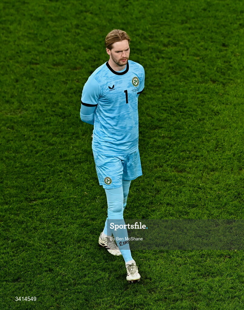 31 March 2026; Republic of Ireland goalkeeper Caoimhin Kelleher during the international friendly match between Republic of Ireland and North Macedonia at Aviva Stadium in Dublin. Photo by Ben McShane/Sportsfile