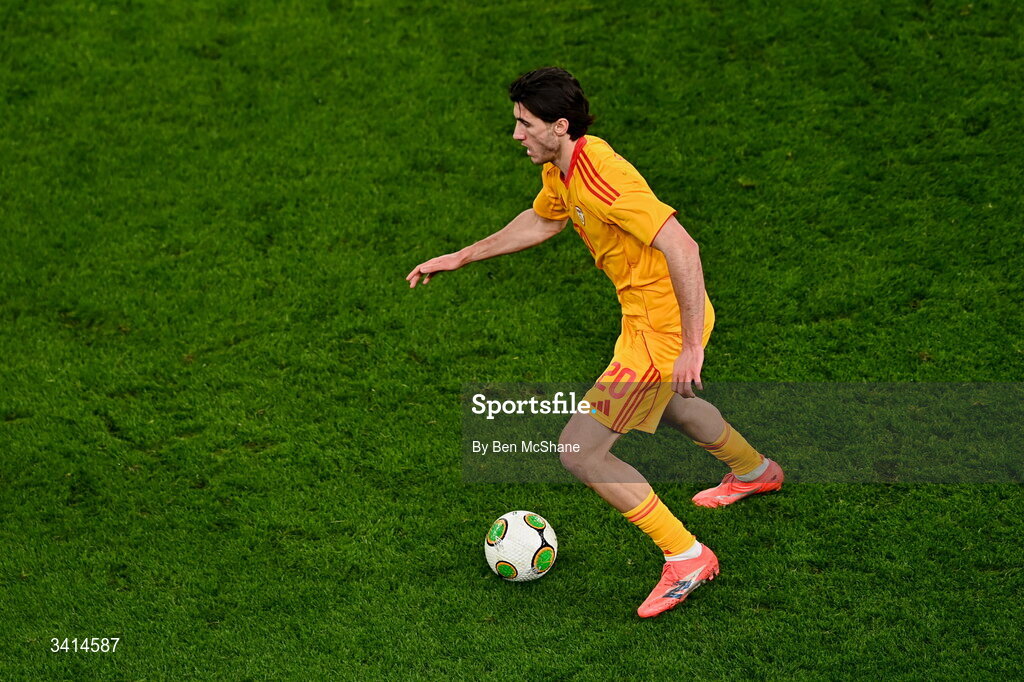 31 March 2026; Luka Stankovski of North Macedonia during the international friendly match between Republic of Ireland and North Macedonia at Aviva Stadium in Dublin. Photo by Ben McShane/Sportsfile