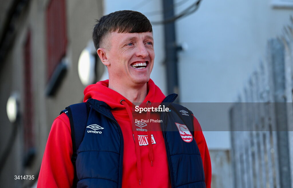 3 April 2026; Chris Forrester of St Patrick's Athletic arrives before the SSE Airtricity Men's Premier Division match between St Patrick's Athletic and Sligo Rovers at Richmond Park in Dublin. Photo by Paul Phelan/Sportsfile
