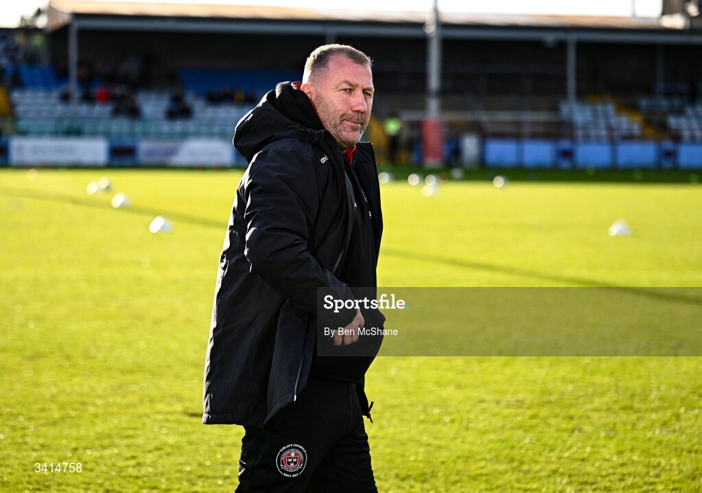 3 April 2026; Suspended Bohemians manager Alan Reynolds before the SSE Airtricity Men's Premier Division match between Drogheda United and Bohemians at Sullivan & Lambe Park in Drogheda, Louth. Photo by Ben McShane/Sportsfile