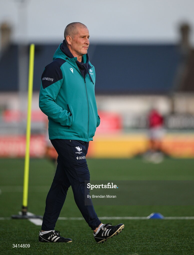3 April 2026; Connacht head coach Stuart Lancaster before the EPCR Challenge Cup match between Connacht and Hollywoodbets Sharks at Dexcom Stadium in Galway. Photo by Brendan Moran/Sportsfile