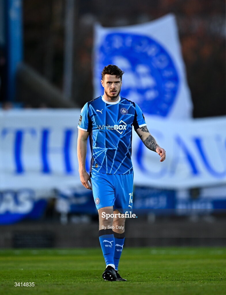 3 April 2026; Kevin Long of Waterford before the SSE Airtricity Men's Premier Division match between Waterford and Shamrock Rovers at the RSC in Waterford. Photo by Seb Daly/Sportsfile