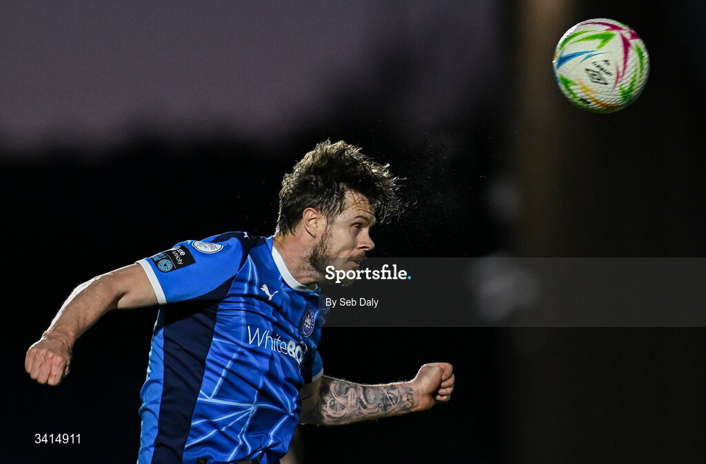 3 April 2026; Kevin Long of Waterford during the SSE Airtricity Men's Premier Division match between Waterford and Shamrock Rovers at the RSC in Waterford. Photo by Seb Daly/Sportsfile