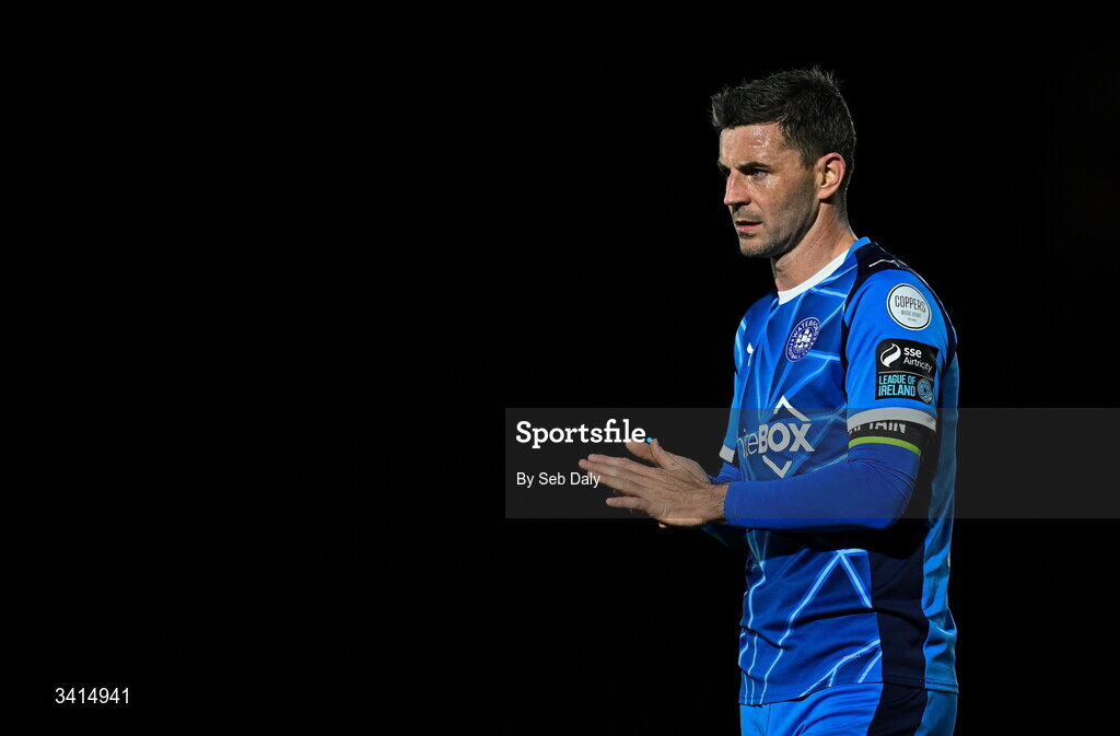 3 April 2026; Pádraig Amond of Waterford during the SSE Airtricity Men's Premier Division match between Waterford and Shamrock Rovers at the RSC in Waterford. Photo by Seb Daly/Sportsfile