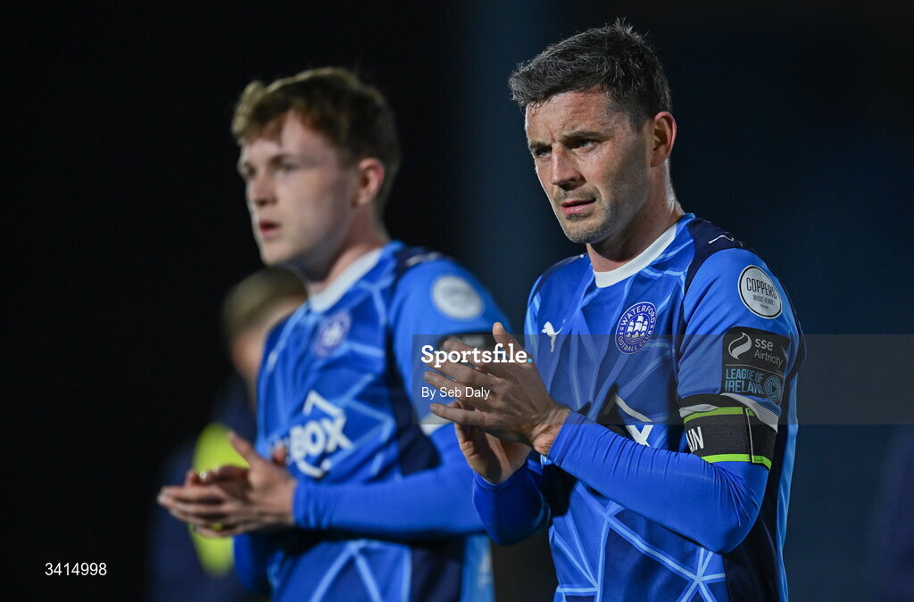 3 April 2026; Pádraig Amond of Waterford after the SSE Airtricity Men's Premier Division match between Waterford and Shamrock Rovers at the RSC in Waterford. Photo by Seb Daly/Sportsfile