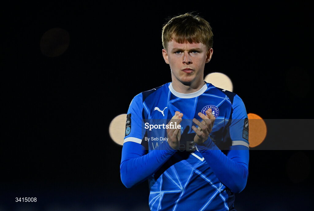 3 April 2026; Conan Noonan of Waterford after the SSE Airtricity Men's Premier Division match between Waterford and Shamrock Rovers at the RSC in Waterford. Photo by Seb Daly/Sportsfile