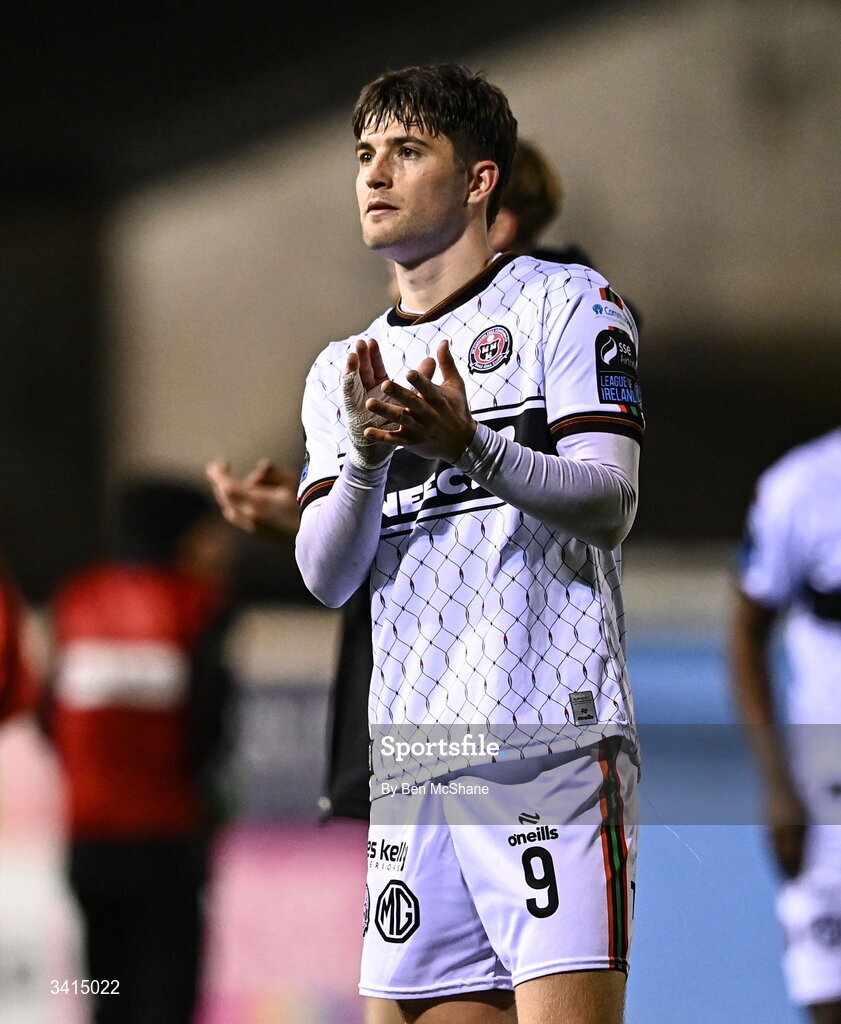 3 April 2026; Colm Whelan of Bohemians after the SSE Airtricity Men's Premier Division match between Drogheda United and Bohemians at Sullivan & Lambe Park in Drogheda, Louth. Photo by Ben McShane/Sportsfile