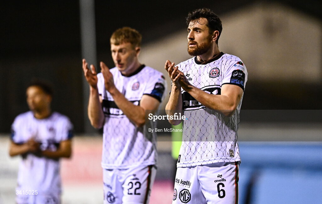 3 April 2026; Jordan Flores of Bohemians after the SSE Airtricity Men's Premier Division match between Drogheda United and Bohemians at Sullivan & Lambe Park in Drogheda, Louth. Photo by Ben McShane/Sportsfile