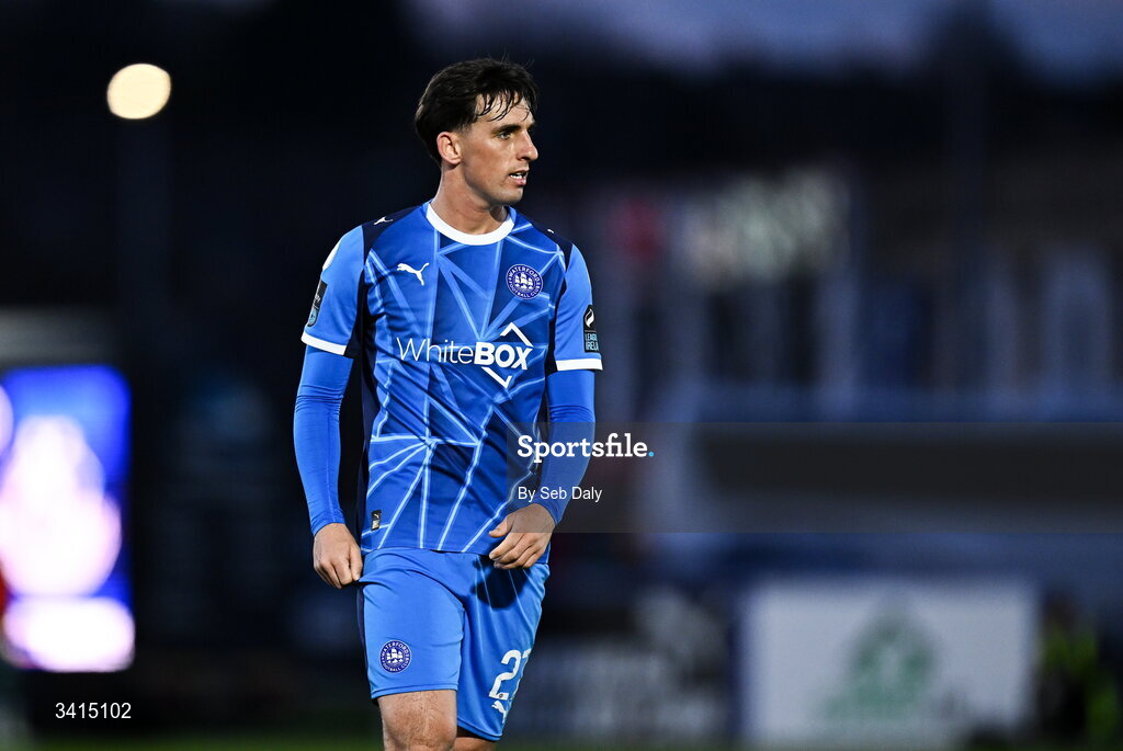 3 April 2026; Dean McMenamy of Waterford during the SSE Airtricity Men's Premier Division match between Waterford and Shamrock Rovers at the RSC in Waterford. Photo by Seb Daly/Sportsfile