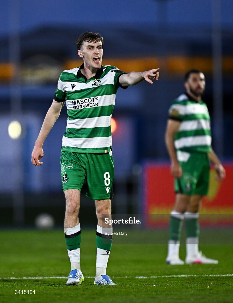 3 April 2026; Matt Healy of Shamrock Rovers during the SSE Airtricity Men's Premier Division match between Waterford and Shamrock Rovers at the RSC in Waterford. Photo by Seb Daly/Sportsfile