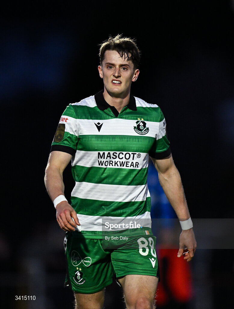 3 April 2026; John McGovern of Shamrock Rovers during the SSE Airtricity Men's Premier Division match between Waterford and Shamrock Rovers at the RSC in Waterford. Photo by Seb Daly/Sportsfile
