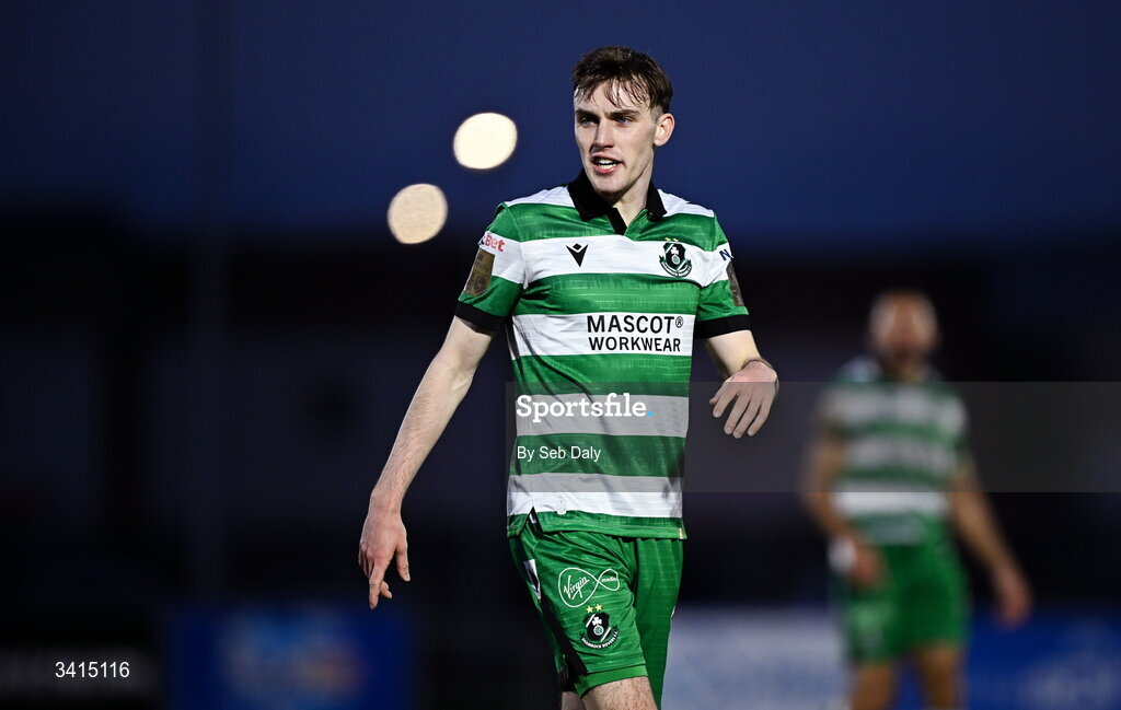 3 April 2026; Matt Healy of Shamrock Rovers during the SSE Airtricity Men's Premier Division match between Waterford and Shamrock Rovers at the RSC in Waterford. Photo by Seb Daly/Sportsfile