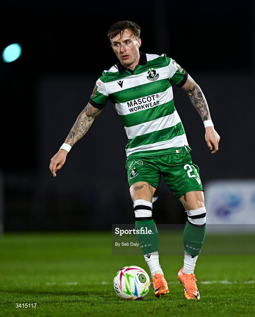 3 April 2026; Danny Grant of Shamrock Rovers during the SSE Airtricity Men's Premier Division match between Waterford and Shamrock Rovers at the RSC in Waterford. Photo by Seb Daly/Sportsfile