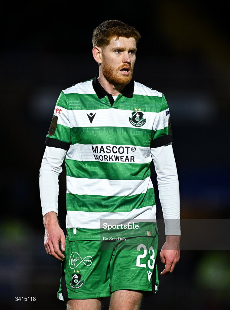 3 April 2026; Connor Malley of Shamrock Rovers during the SSE Airtricity Men's Premier Division match between Waterford and Shamrock Rovers at the RSC in Waterford. Photo by Seb Daly/Sportsfile