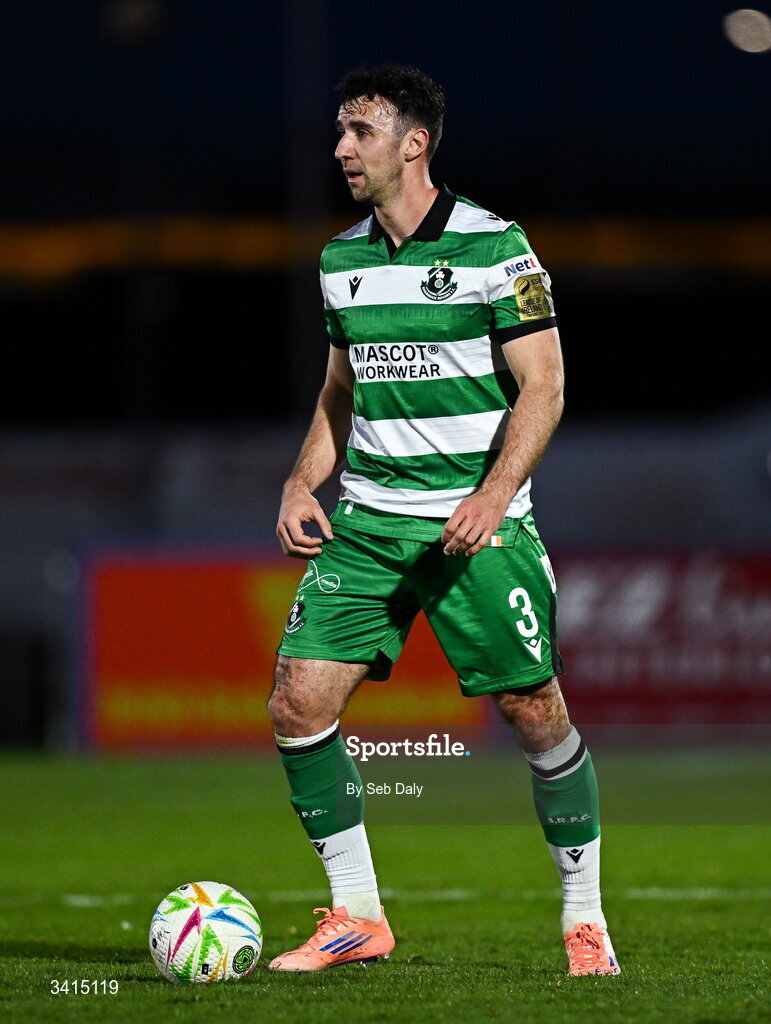3 April 2026; Enda Stevens of Shamrock Rovers during the SSE Airtricity Men's Premier Division match between Waterford and Shamrock Rovers at the RSC in Waterford. Photo by Seb Daly/Sportsfile