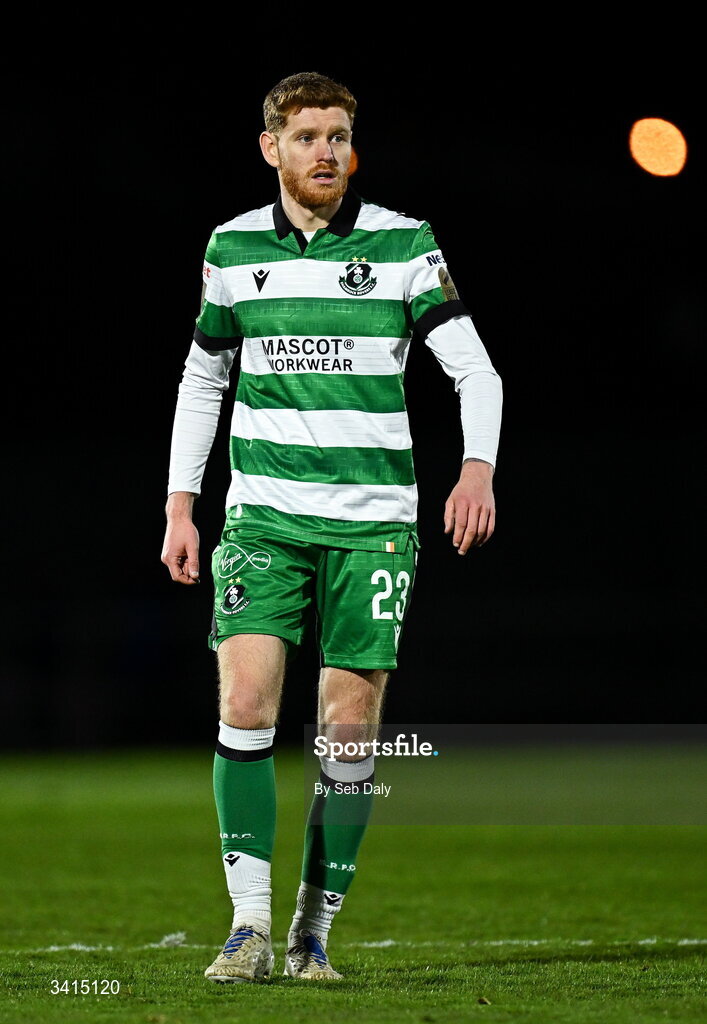 3 April 2026; Connor Malley of Shamrock Rovers during the SSE Airtricity Men's Premier Division match between Waterford and Shamrock Rovers at the RSC in Waterford. Photo by Seb Daly/Sportsfile