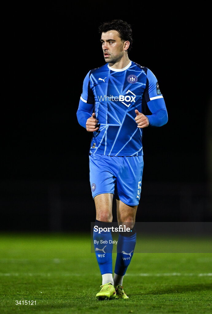 3 April 2026; John Mahon of Waterford during the SSE Airtricity Men's Premier Division match between Waterford and Shamrock Rovers at the RSC in Waterford. Photo by Seb Daly/Sportsfile