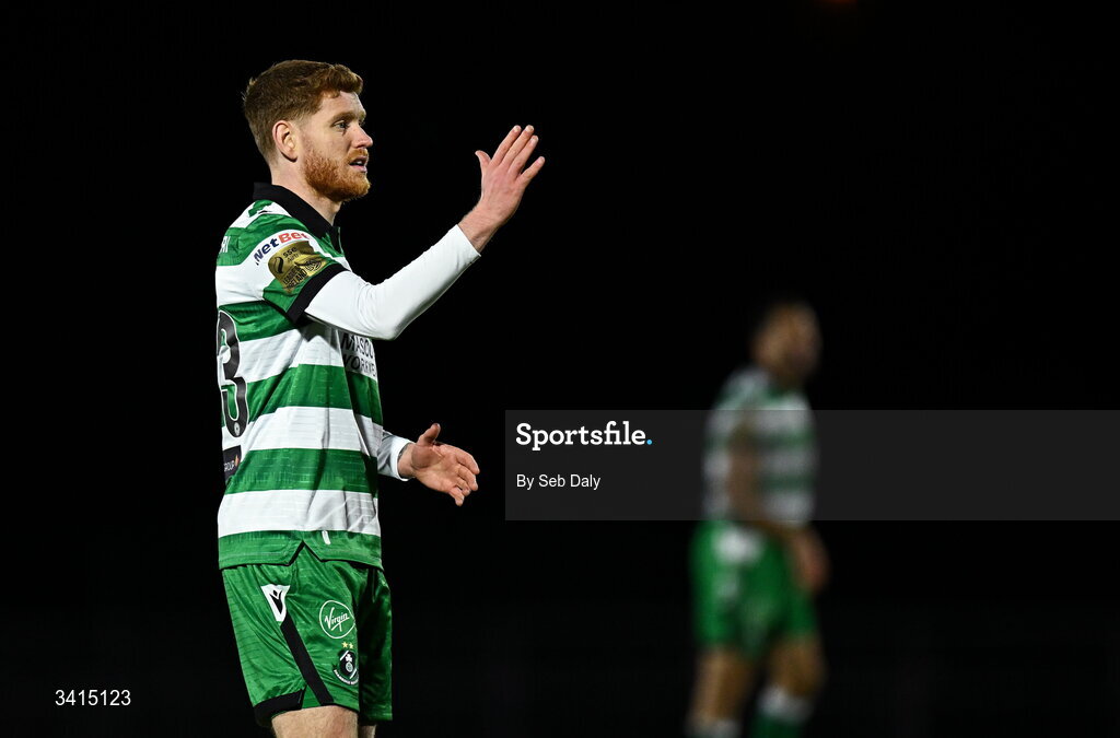 3 April 2026; Connor Malley of Shamrock Rovers during the SSE Airtricity Men's Premier Division match between Waterford and Shamrock Rovers at the RSC in Waterford. Photo by Seb Daly/Sportsfile