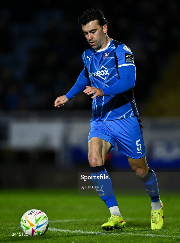 3 April 2026; John Mahon of Waterford during the SSE Airtricity Men's Premier Division match between Waterford and Shamrock Rovers at the RSC in Waterford. Photo by Seb Daly/Sportsfile
