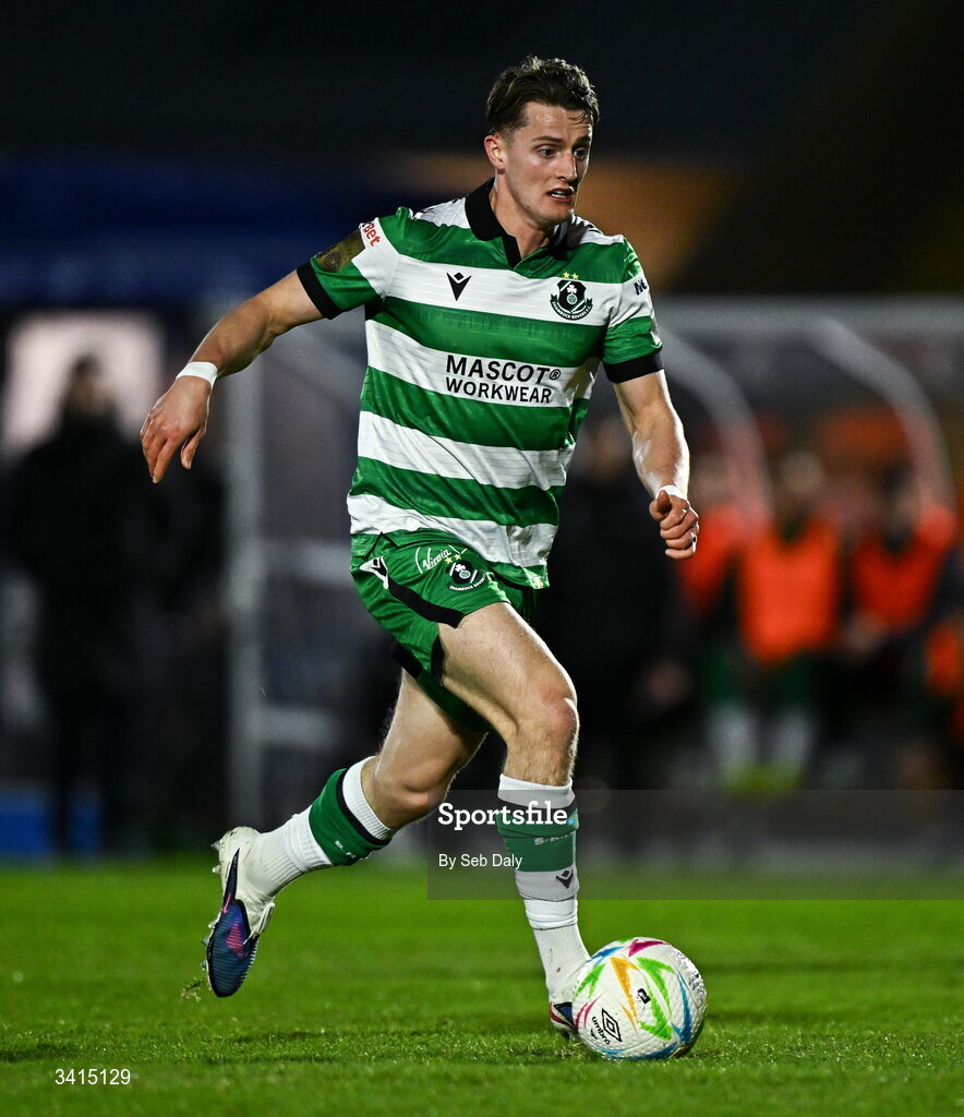 3 April 2026; John McGovern of Shamrock Rovers during the SSE Airtricity Men's Premier Division match between Waterford and Shamrock Rovers at the RSC in Waterford. Photo by Seb Daly/Sportsfile