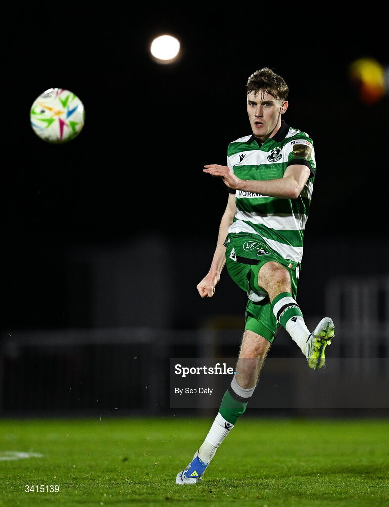 3 April 2026; Matt Healy of Shamrock Rovers during the SSE Airtricity Men's Premier Division match between Waterford and Shamrock Rovers at the RSC in Waterford. Photo by Seb Daly/Sportsfile