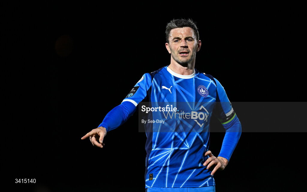 3 April 2026; Pádraig Amond of Waterford during the SSE Airtricity Men's Premier Division match between Waterford and Shamrock Rovers at the RSC in Waterford. Photo by Seb Daly/Sportsfile