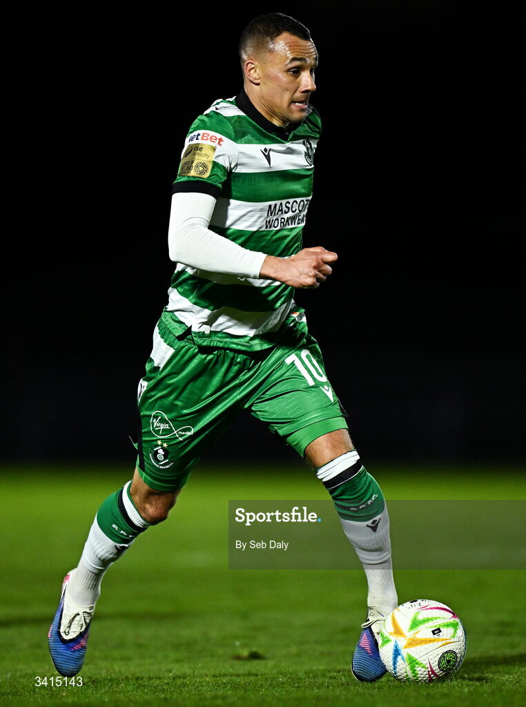 3 April 2026; Graham Burke of Shamrock Rovers during the SSE Airtricity Men's Premier Division match between Waterford and Shamrock Rovers at the RSC in Waterford. Photo by Seb Daly/Sportsfile