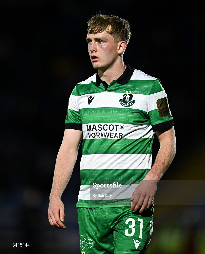 3 April 2026; Michael Noonan of Shamrock Rovers during the SSE Airtricity Men's Premier Division match between Waterford and Shamrock Rovers at the RSC in Waterford. Photo by Seb Daly/Sportsfile