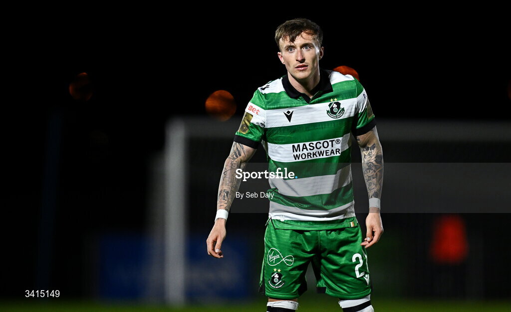 3 April 2026; Danny Grant of Shamrock Rovers during the SSE Airtricity Men's Premier Division match between Waterford and Shamrock Rovers at the RSC in Waterford. Photo by Seb Daly/Sportsfile