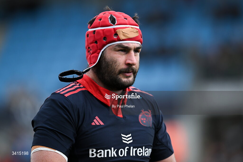 4 April 2026; John Hodnett of Munster Rugby before the EPCR Challenge Cup match between Exeter Chiefs and Munster at Sandy Park in Exeter, England. Photo by Paul Phelan/Sportsfile