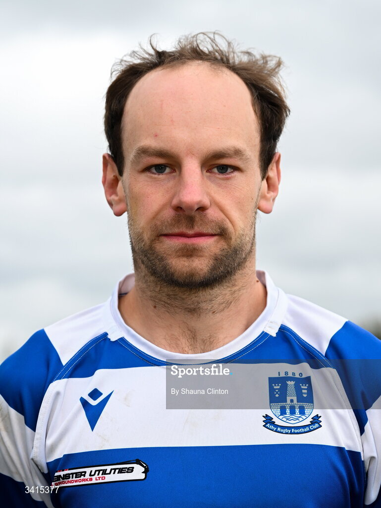 4 April 2026; Athy RFC president captain Craig Miller poses for a portrait ahead of the Bank of Ireland Provincial Towns Cup semi-final match between Athy RFC and Longford RFC at Cill Dara RFC in Silken Thomas Park in Kildare. Photo by Shauna Clinton/Sportsfile
