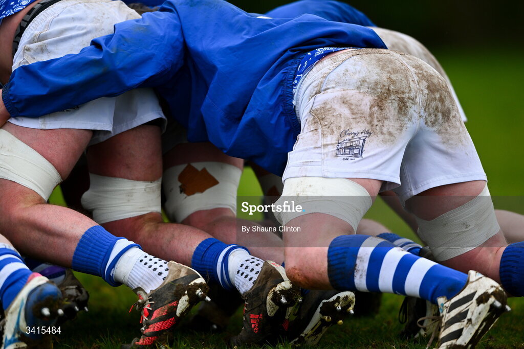 4 April 2026; Athy RFC players warm-up ahead of the Bank of Ireland Provincial Towns Cup semi-final match between Athy RFC and Longford RFC at Cill Dara RFC in Silken Thomas Park in Kildare. Photo by Shauna Clinton/Sportsfile