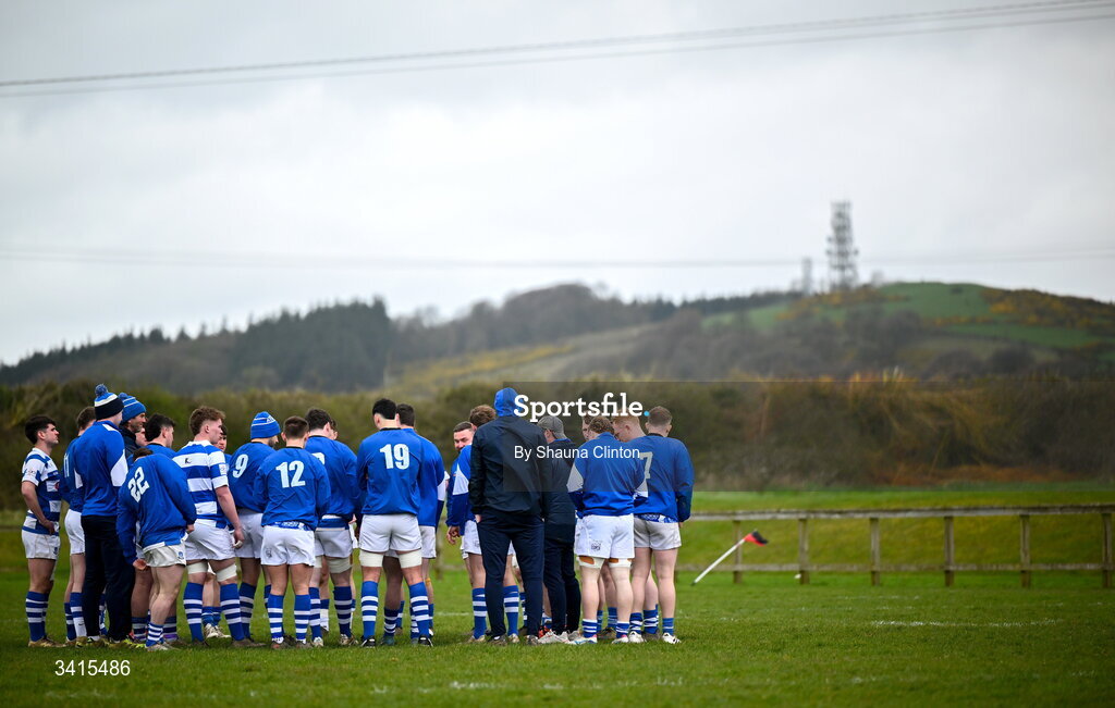 4 April 2026; Athy RFC players warm-up ahead of the Bank of Ireland Provincial Towns Cup semi-final match between Athy RFC and Longford RFC at Cill Dara RFC in Silken Thomas Park in Kildare. Photo by Shauna Clinton/Sportsfile