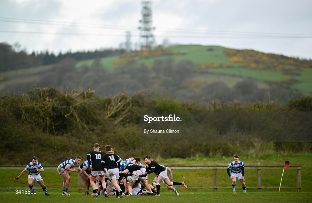 4 April 2026; A general view of a scrum during the Bank of Ireland Provincial Towns Cup semi-final match between Athy RFC and Longford RFC at Cill Dara RFC in Silken Thomas Park in Kildare. Photo by Shauna Clinton/Sportsfile