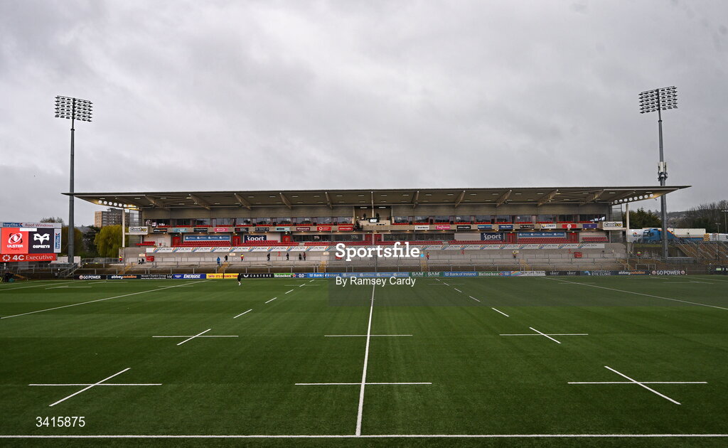 4 April 2026; A general view before the EPCR Challenge Cup match between Ulster and Ospreys at Affidea Stadium in Belfast. Photo by Ramsey Cardy/Sportsfile