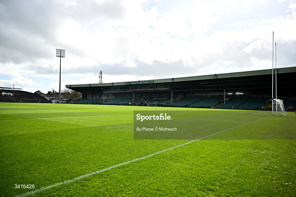 5 April 2026; A general view of the pitch before the Allianz Hurling League Division 1B final match between Clare and Dublin at TUS Gaelic Grounds in Limerick. Photo by Piaras Ó Mídheach/Sportsfile