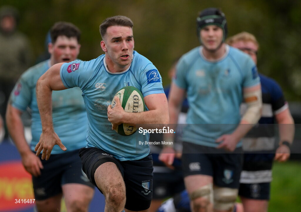 4 April 2026; Shane Mallon of MU Barnhall during the Energia Men's All-Ireland League Division match between MU Barnhall and Wanderers RFC at MU Barnhall RFC in Parsonstown, Kildare. Photo by Brendan Moran/Sportsfile