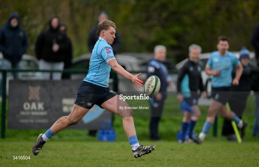 4 April 2026; Oisin O'Neill of MU Barnhall during the Energia Men's All-Ireland League Division match between MU Barnhall and Wanderers RFC at MU Barnhall RFC in Parsonstown, Kildare. Photo by Brendan Moran/Sportsfile